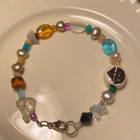 ๐ Tara Designs Handmade anklet / bracelet FWCP, hand painted ceramic bead gems - Picture 3 of 3